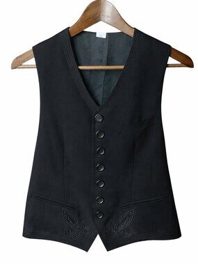 JOHN GALLIANO | Men’s Wool Tailored Waistcoat Black IT 48 / US 38